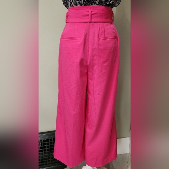 Ann Taylor Pink Wide-Leg High Rise Crop Ankle Pants 4 Petite - Picture 6 of 14